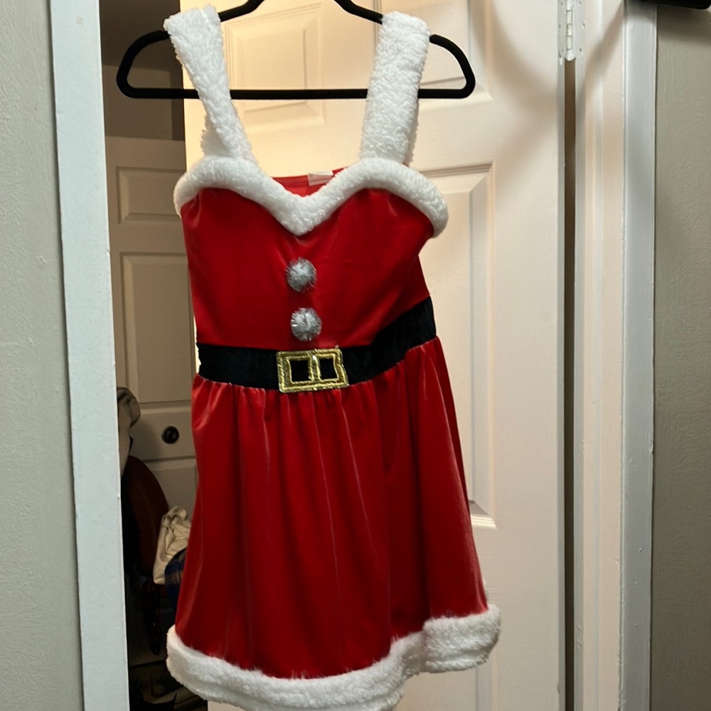 Red Santa Dress with White Trim
